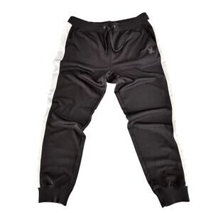 Psycho Bunny Black Sweat Pants Jogger White Side Stripe Pockets Men's Size XXL